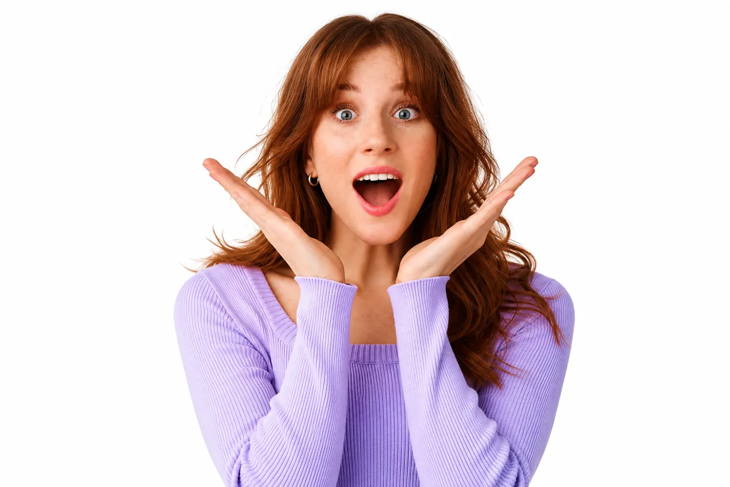 Excited woman reacting with surprise